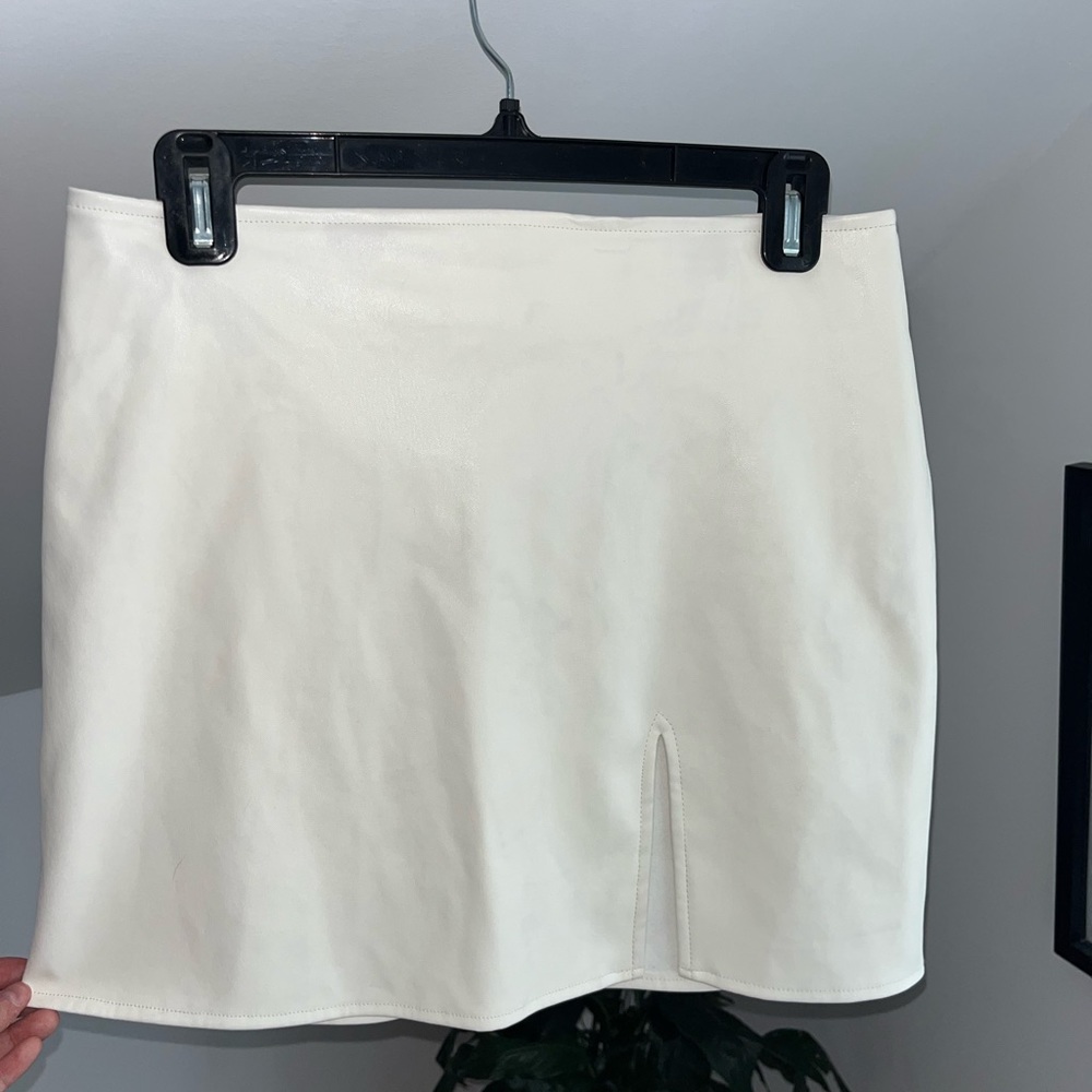 White Faux Leather Mini Skirt